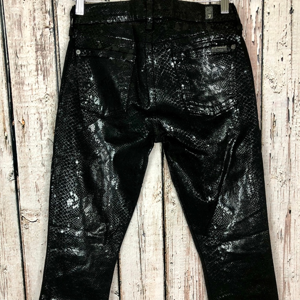 7 For All Mankind THE SKINNY High Gloss Snake Skin